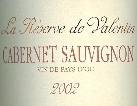 Vin de Pays d'Oc, Valentin Fleur, Cabernet Sauvignon 2002 75Cl