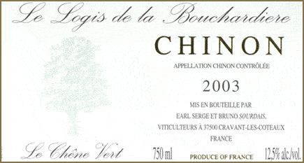 Chinon, Le Logis de la Bouchardière, Le Chêne Vert 2003 75Cl