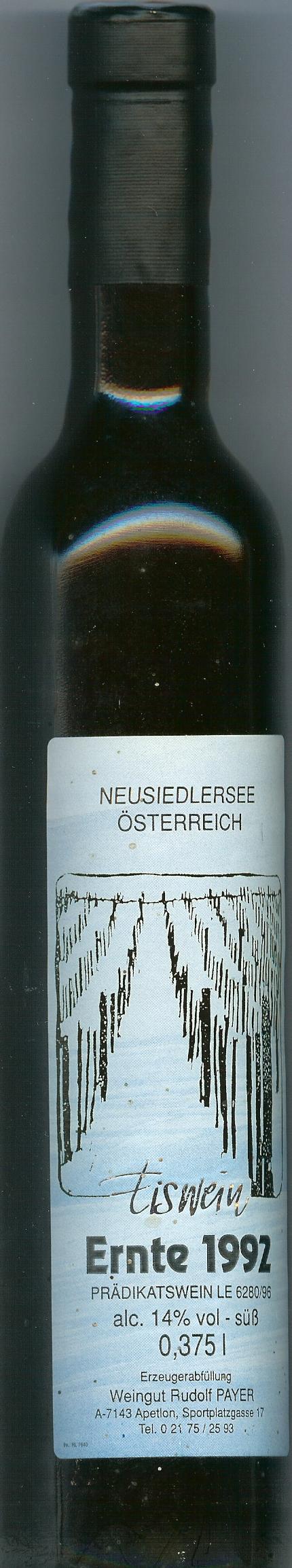 Autriche: Payer, Eiswein 14° 1992 37,5Cl