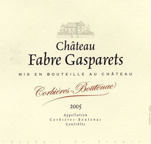 Corbières Boutenac, Château Fabre Gasparets 2005 Méd. Argent