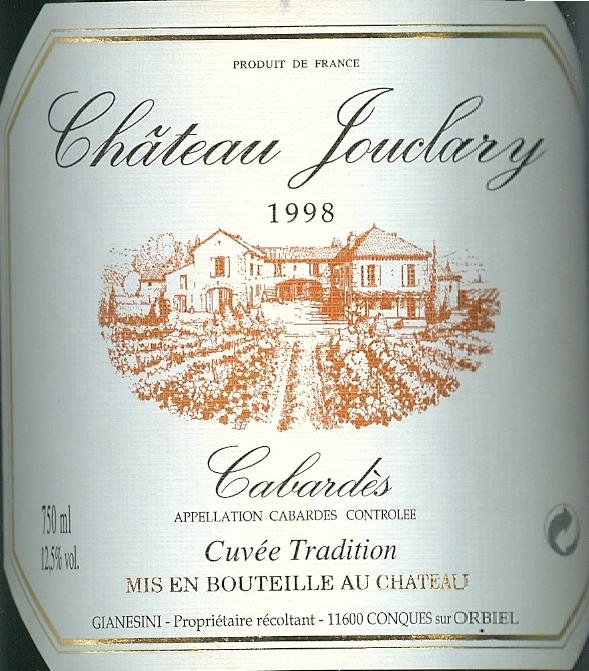 Cabardès, Château Jouclary, Cuvée Tradition 1998 75Cl